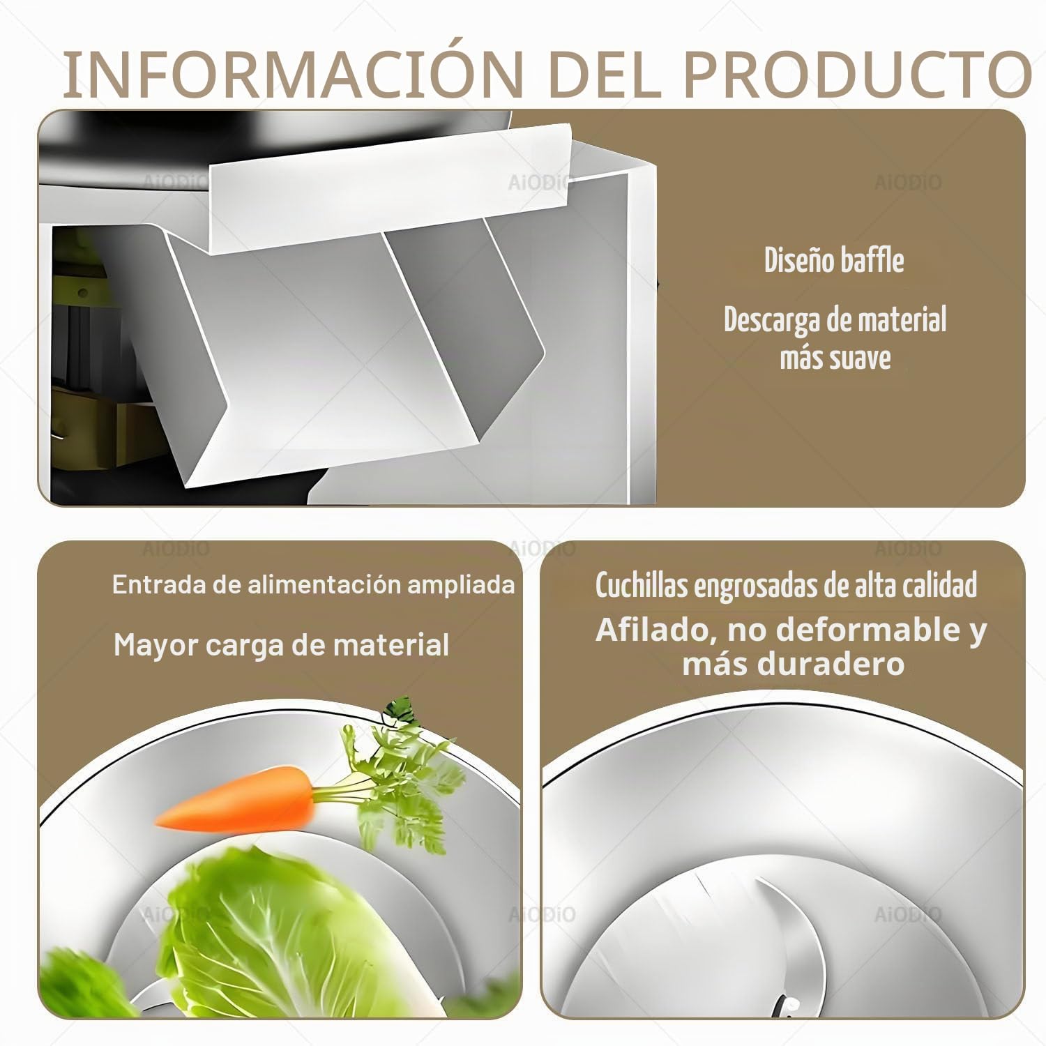 Procesador de alimento para Aves, Picador eléctrico de Verduras, Corte rápido de 3500 RPM, Rendimiento de 50 a 200 kg/h, con 4 Cuchillas, para una alimentación Animal eficiente. 220V-1800W