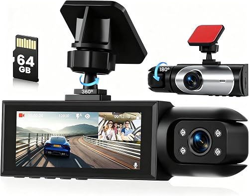 Dashcam Voiture 1080P Avant et Intérieur Inefala