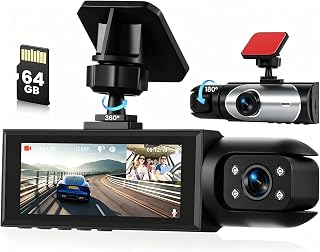 Inefala Dashcam Cámara Dual para Salpicadero con Cámara de 1080P, IPS 3,16"