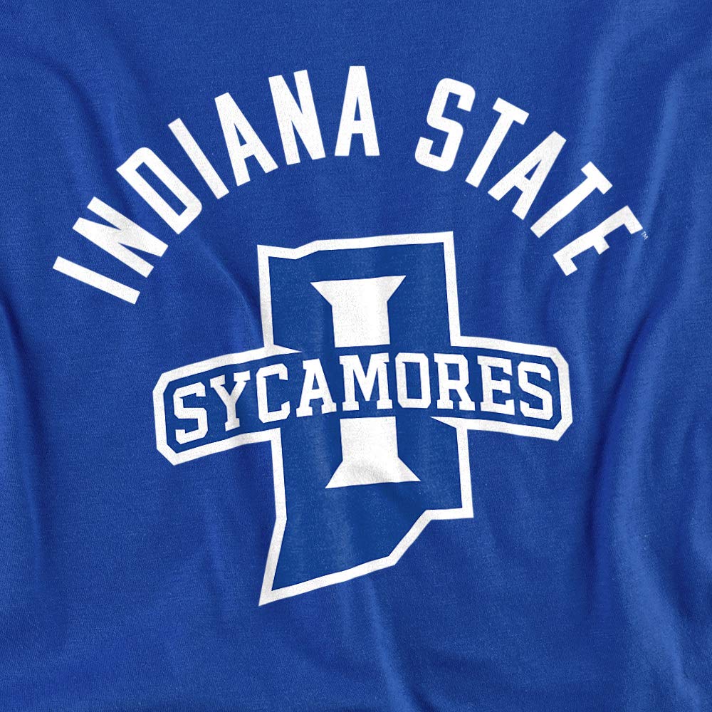 Indiana State University Official One Color Sycamores Logo Unisex Adult T-Shirt, Royal Blue, Large