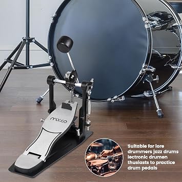 Bass Drum Pedal,Bass Drum Pedal Come with Classic Felt Beater Stick for Drum Set Instrument,Cam Chain Bass Drum Pedal for Beginner & Professional Drummers