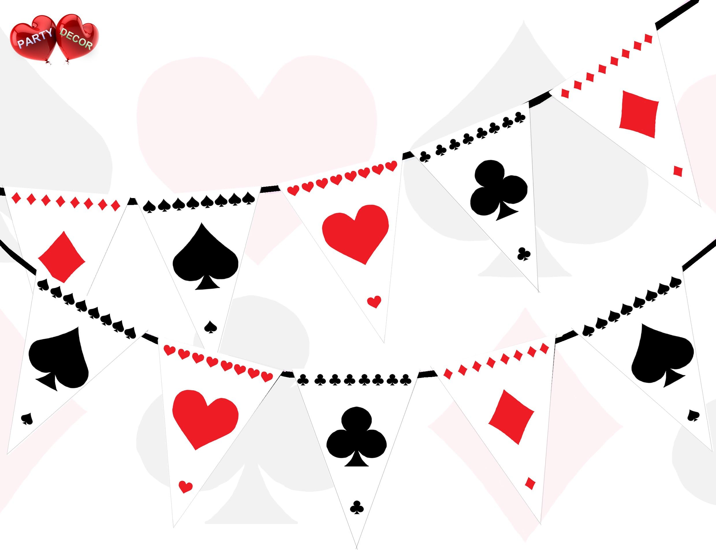 Party Decor Card Suit Party Alice In Wonderland Inspired Poker Themed Bunting Banner 15 flags for guaranteed simply stylish party decoration