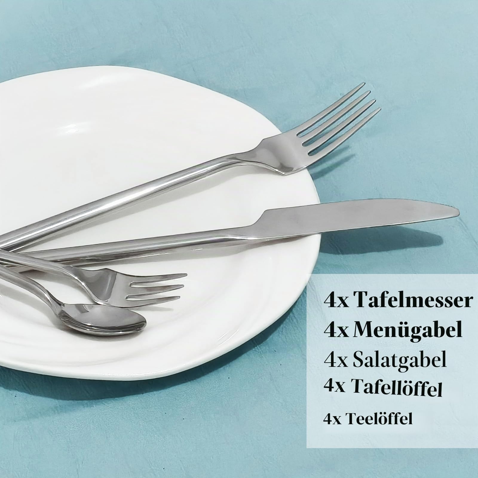 Ovales Spiegel Silber 30-teiliges Besteck set, Besteckset aus Geschmiedetem Edelstahl Mit Europäischem Design, Modernes, Spülmaschinenfest, Cutlery Set für 6 Personen