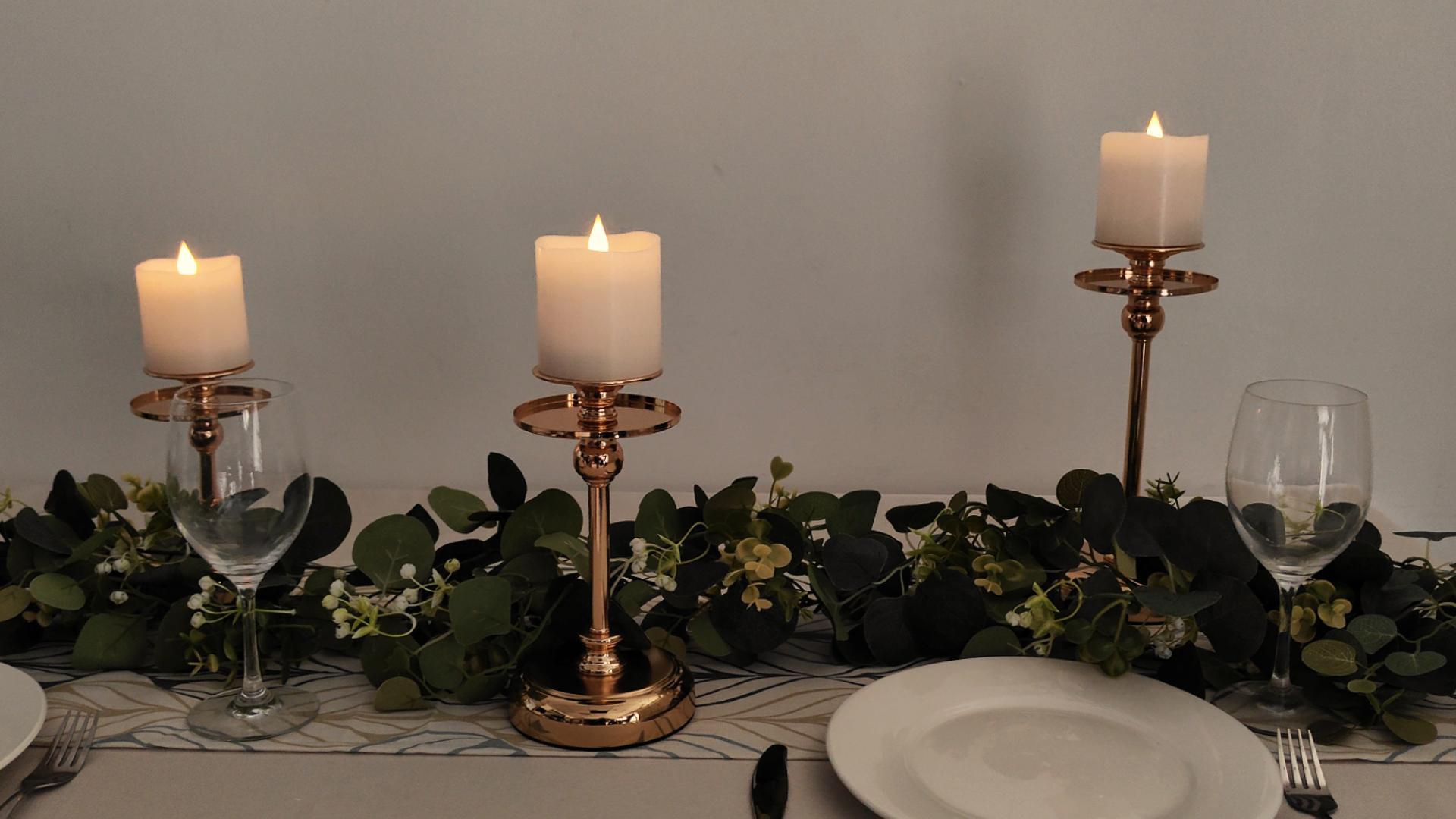 Image of 3x3 Flameless Candles Battery Operated with Remote Timer, Last 600 Hours Battery Candles Flickering, White Real Wax Electric LED Candle for Wedding Party, Set of 2