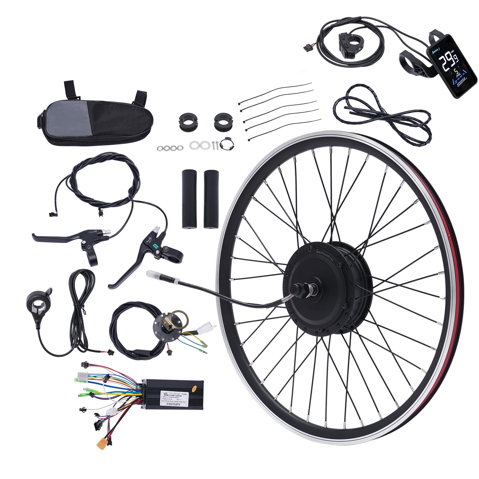 TBVECHI Electric Bicycle Wheel Kit 27.5" Front Wheel Hub Motor Electric Bike Conversion Kit, 500W 36V E-Bike Brushless Gear Motor Powerful Hub Motor Waterproof w/LCD Display
