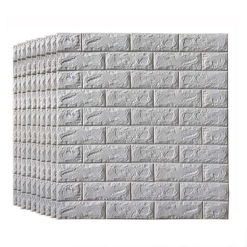 Panel de pared 3D autoadhesivo de espuma PE lavable y papel tapiz extraíble gris
