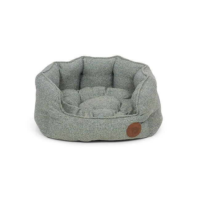 Petface Sage Herringbone - Cama Ovalada para Perro con cojín extraíble, Lavable a máquina, pequeña (Paquete…