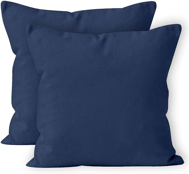 Encasa Homes Cushion Covers 2pc Set (40 x 40 cm) - Scotch Blue - Solid Dyed Cotton Canvas, Decorative Large Square Colourful Washable Throw Pillow Cases for Living Room, Sofa, Bedroom, Home & Hotel