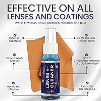 Vista 2 de Kit de spray limpiador de lentes de gel para gafas, 3 botellas de spray de gel de 1 onza + 2 paños de microfibra para limpieza, seguro para todas