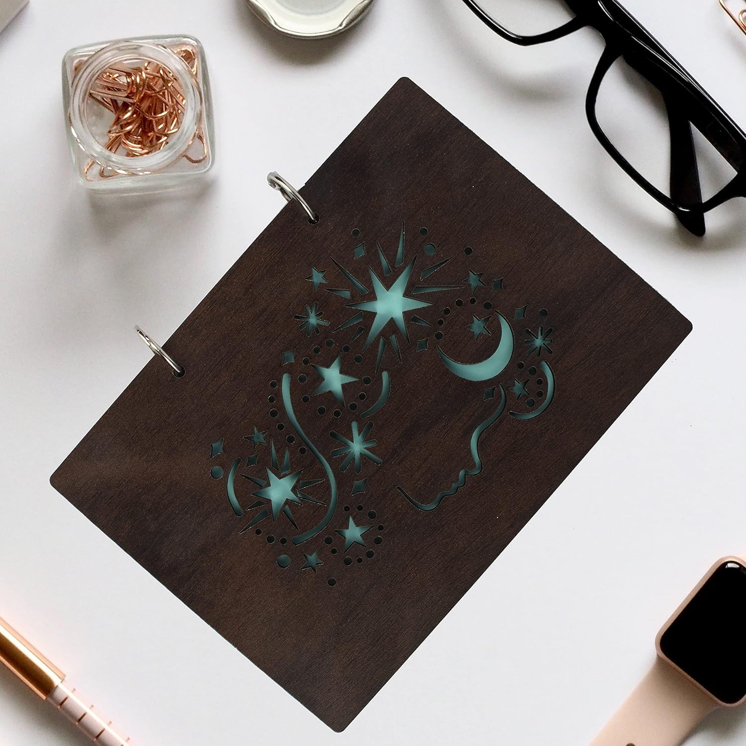 Bhabha Sales® Wooden Dairy Personalized With Refillable Ring Lock Scrapbook Unruled Paper Sheets Notebooks for Writing Sweet Memories Planner for office use A5 (Scrapbook Dairy Women)