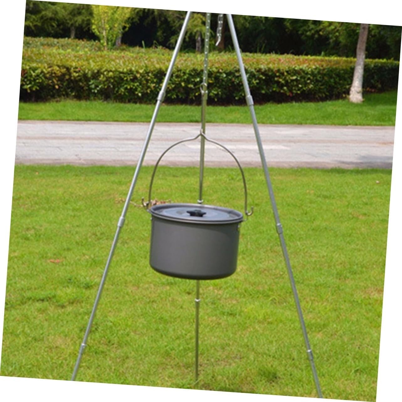 Portable Aluminum Camping Pot with Lid Lightweight Outdoor Cooking Pot for People Even Heat Distribution with Handle and Carry Bag for Hiking Picnics and Grilling