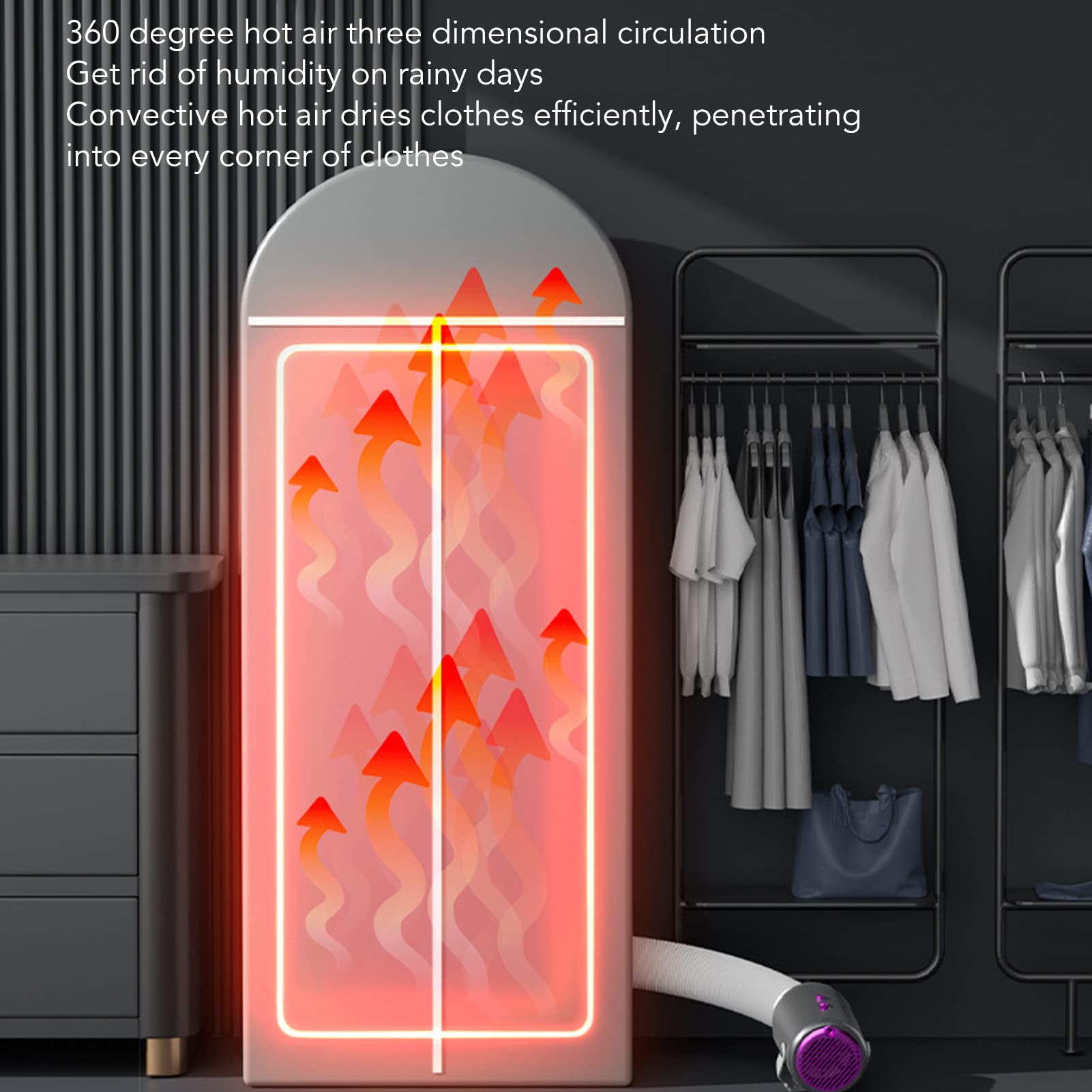Focket Secadora de Ropa Portátil Para Apartamentos y Viajes - Mini Máquina Electrostática Con Cubierta de Tela, Para Calcetines, Tanque, Mascota - Enchufe UE 220V