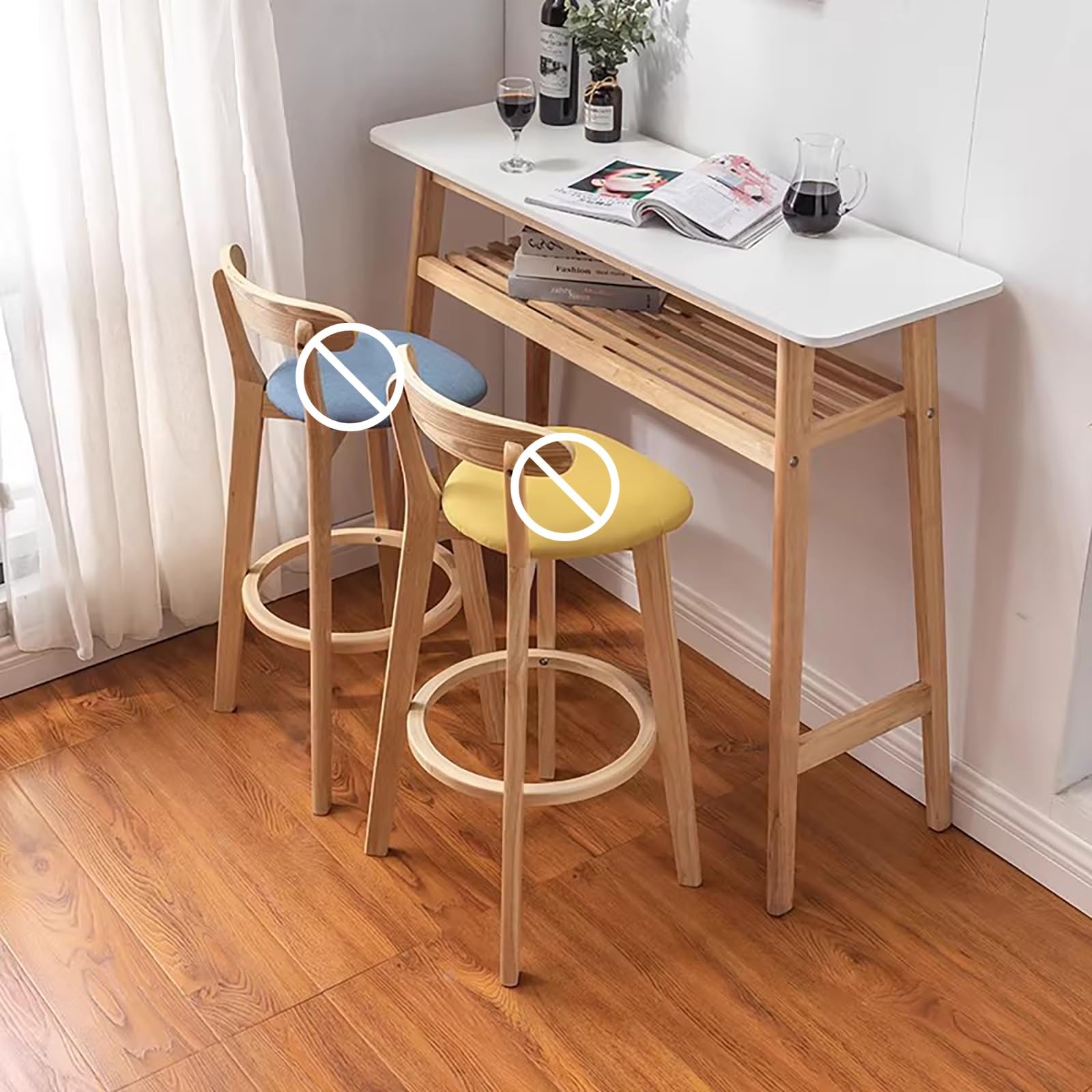 Mesa de altura de mostrador blanca para crear un rincón de bistró moderno en tu cocina