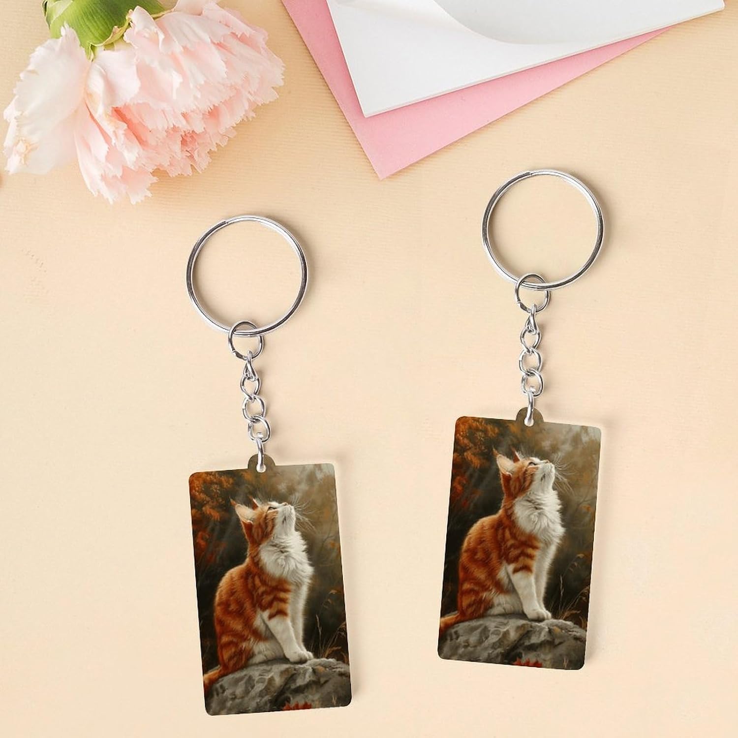 Cute Sit on Rock Printed Acrylic Key Chains, Key Chains for Car Keys Bag Chain Acrylic Decorations Gift Key Chains for Men And Women image 3