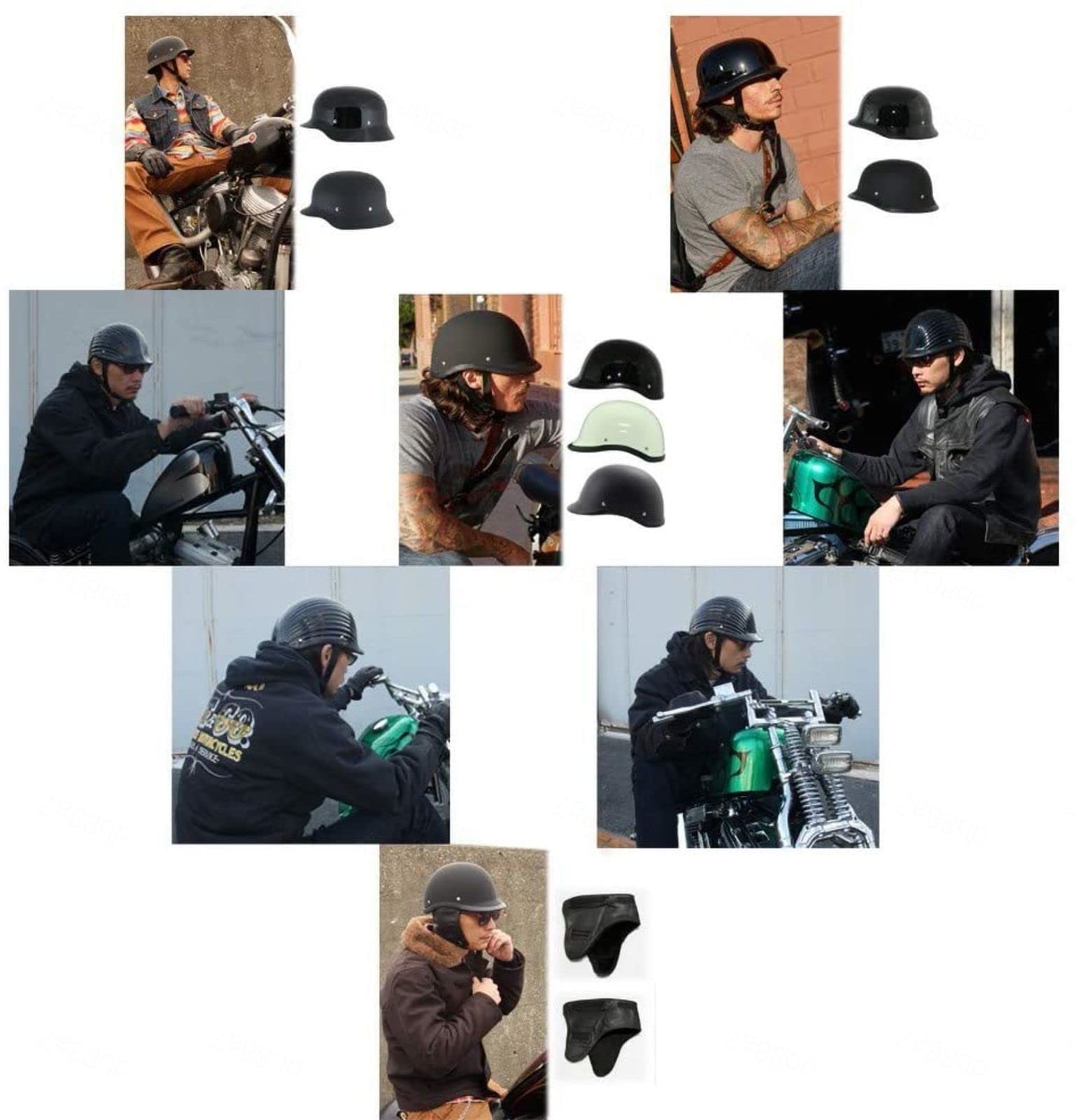 EBAYIN Demi Casque Moto Rétro Harley - Casque Jet Ouvert DOT ECE Certifié, Matte Black S (55~56cm)