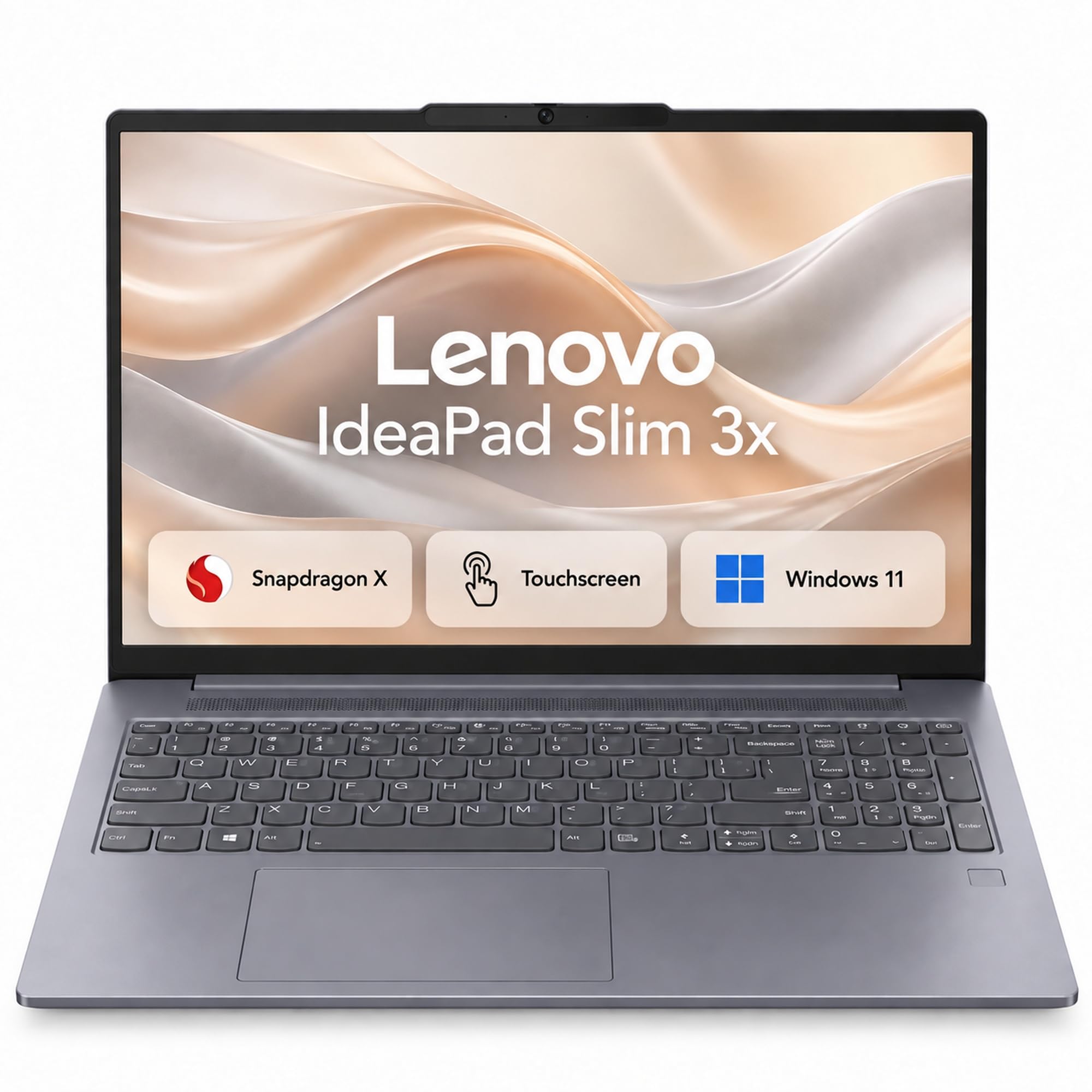 Lenovo IdeaPad Slim 3X 15.3 WUXGA IPS Touchscreen Laptop, Snapdragon X 8-Core, 16GB LPDDR5, 512GB SSD Storage, Copilot+ PC, Backlit KB, Fingerprint Reader, Wi-Fi 7, Windows 11