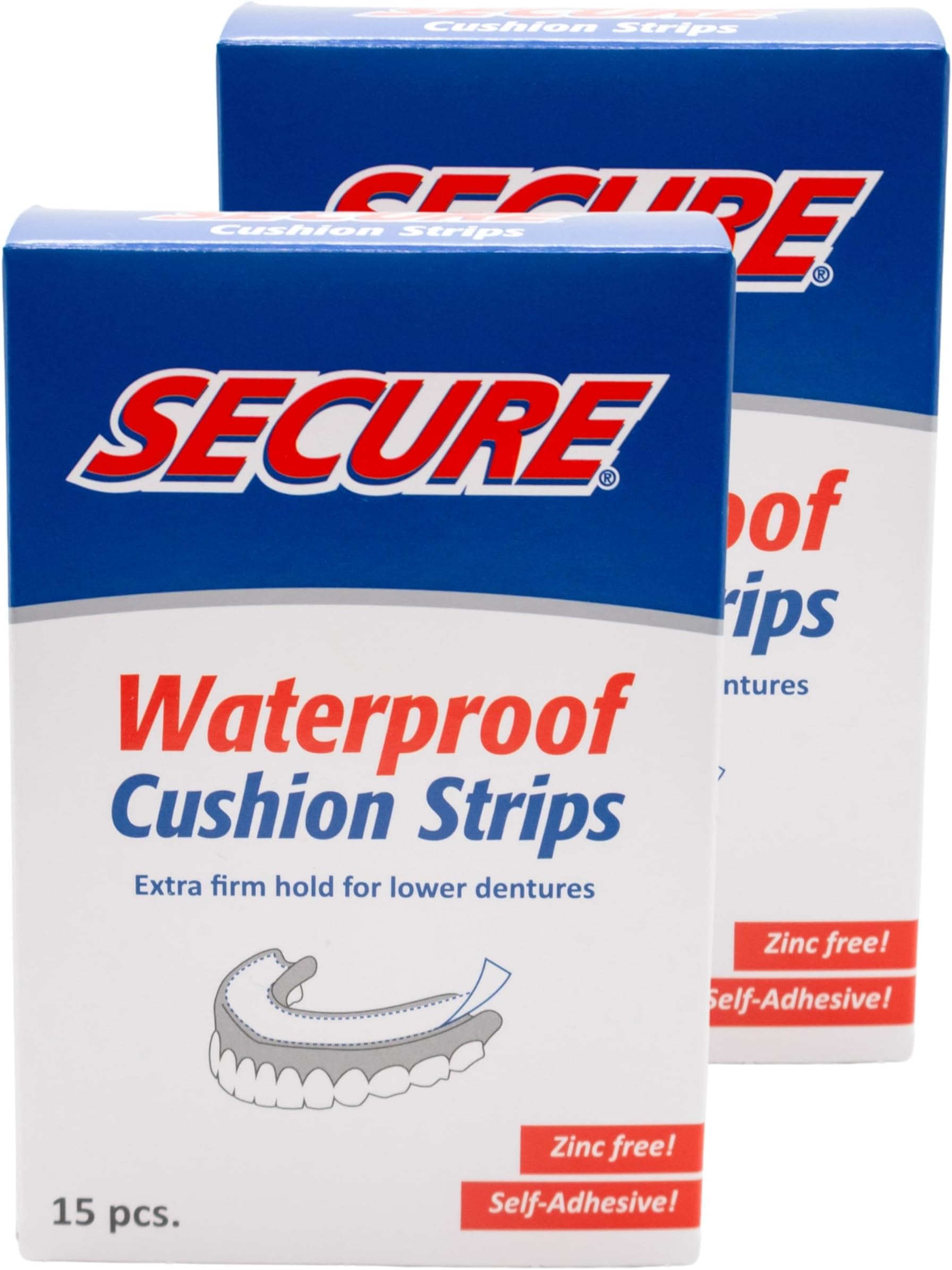 Secure Denture Adhesive Strips 15 ea (Pack of 2)