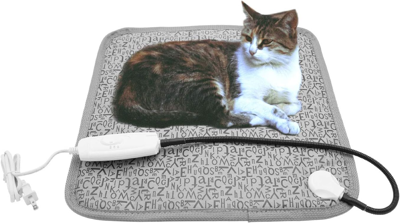 Pet Heating Pad, Dog Cat Electric Heated Blanket Mat, Temperature Warming Cushion Bed with Anti Bite Tube