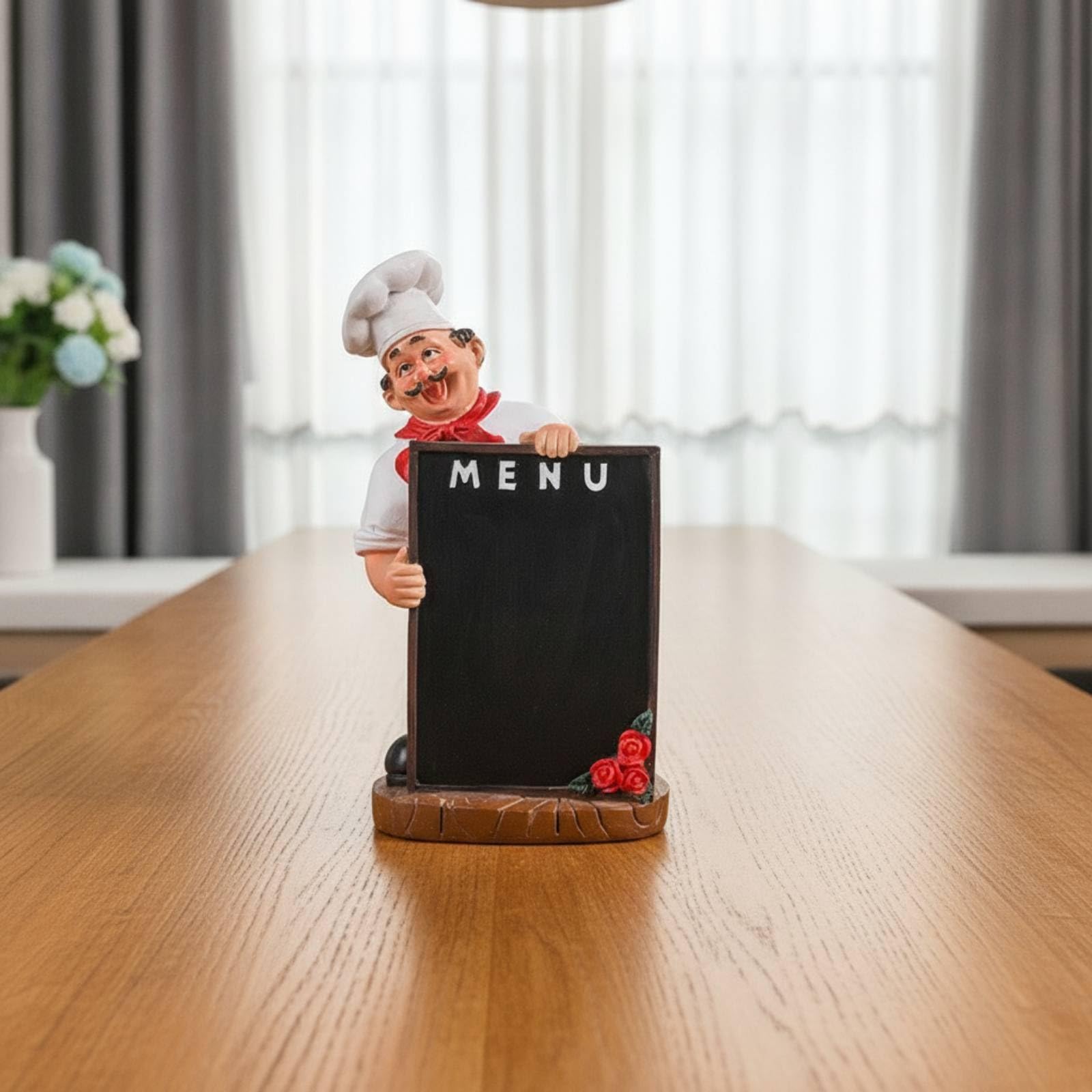 Chef Decorativo con Lavagnetta Multiuso Statuetta di Cuoco Squisito Statuetta con Lavagna per Cuochi, Ristorante, Bar, Chef Con Lavagna Menu, Stile Europeo