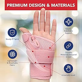 Doctor Developed Ergonomical Thumb Brace Support Right Hand or Left Hand for Arthritis Pain and Support, Thumb Spica Splint for Trigger Thumb, Thumb Stabilizer for Tendonitis, Sprain (Pink/2 Pack)