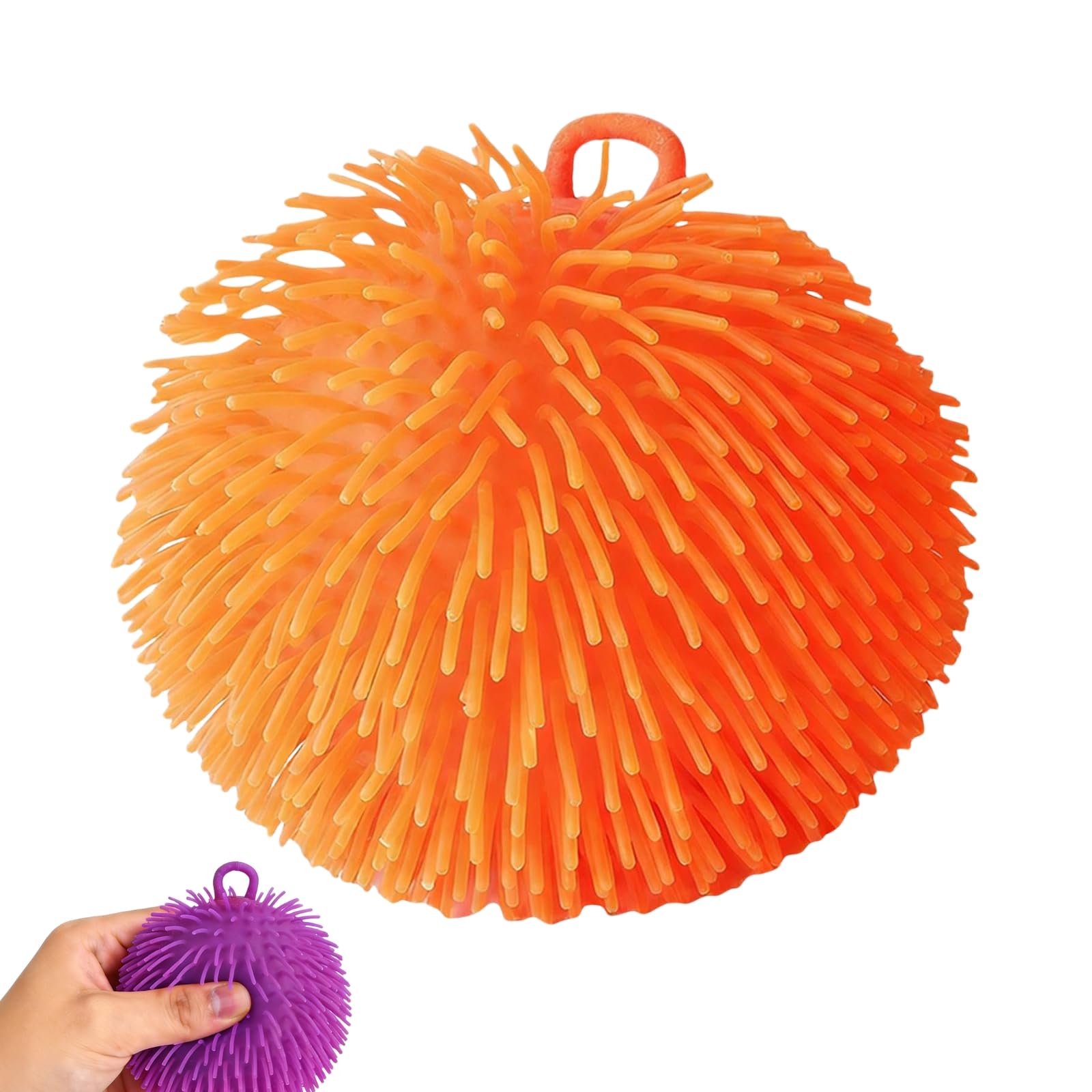 Puffer Balls 7 Inch Stress Stretchy Sensory Ball Spiky Stress Relief and Sensory Stimulation for Fun Fidget Anxiety Game Classroom Prizes Party Favors (Orange)