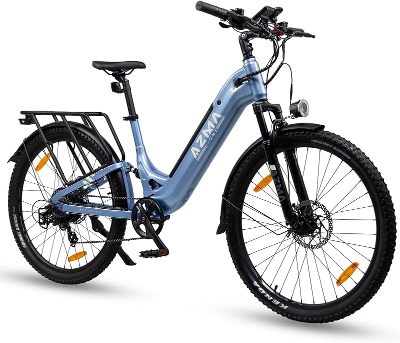 AZMA Bici Elettrica, 27.5"/29" Bicicletta Elettrica Uomo Donna, 48V/36V Batteria Rimovibile, Autonomia Fino 100-150, 8 Velocità, Ebike da Per Pendolari Urbani e MTB (U1-Nero)
