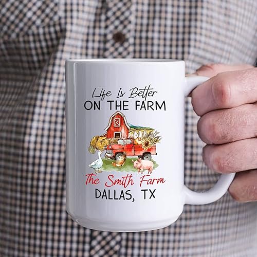 Miniatura 3 de Custom Farmer Name Coffee Mugs Life Is Better On The Farm Mugs Funny Farming Mug Cup Gifts For Farmer Couple Husband Wife Personalized Farmer Cups
