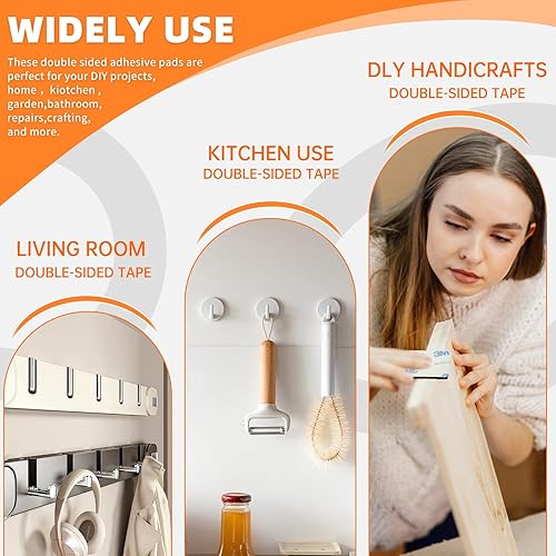 Miniatura 5 de Cinta de doble cara resistente, cinta de doble cara para paredes, 48 almohadillas adhesivas impermeables de 2 caras, 1.96 x 1.18 pulgadas, espuma