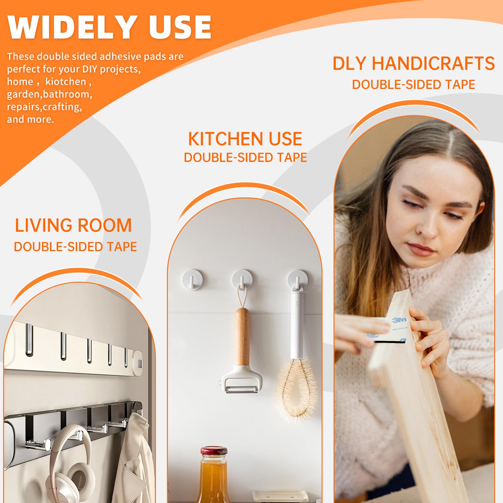 Double Sided Tape HeavyDuty Double Sided Tape for Walls 48Pcs 2 Sided Sticky Waterproof Pads 1 96 1 — view 5