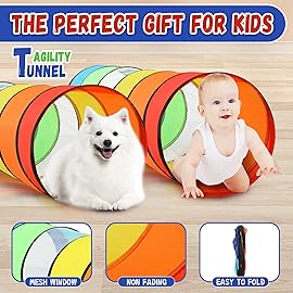 Moncoland Kids Play Tunnel Tent for Toddlers, Pack of 2 Colorful Pop Up Crawl Tunnel Toy for Baby or Pet, Collapsible Gift for Boy and Girl Play Tunnel Indoor and Outdoor Game