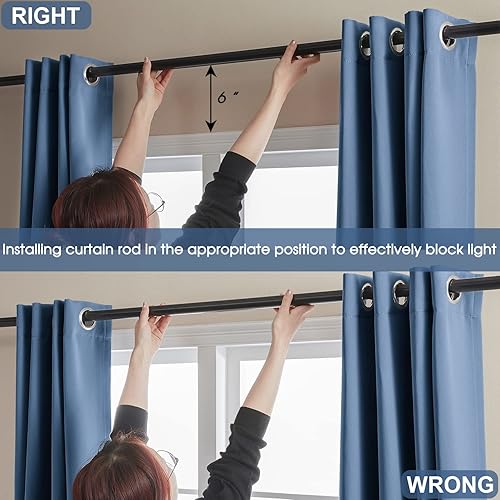 Miniatura 6 de Rutterllow - Cortinas 100% opacas, 2 paneles, aislamiento térmico, doble capa con forro negro para cuarto de bebé, ojales superiores (42 x 84