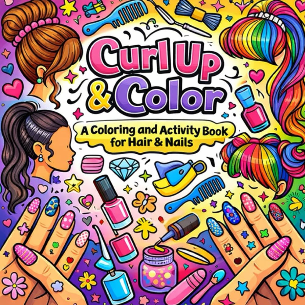 Curl Up & Color : A Coloring and Activity Book for Hair & Nails: A fun, relaxing, and stylish coloring and activity book for girls ages 5–18 who love hair, nails, and creativity!