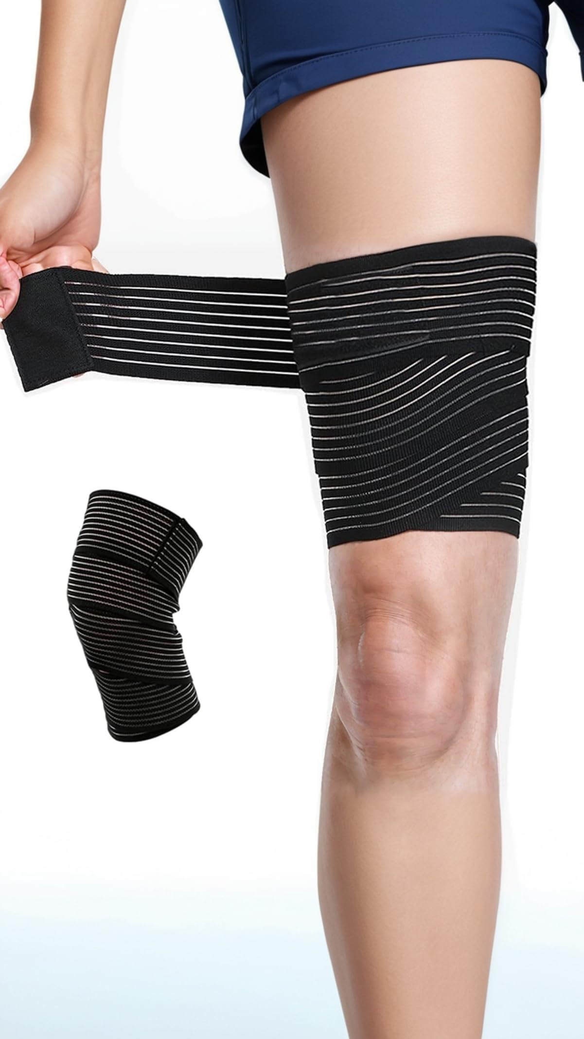 Sweet seven Adjustable Thigh Support Compression Sleeve - Pain Relief for Thigh and Knee - Sports Compression Bandage for Running, Basketball, Tennis - One Size Fits Most - Men, Women