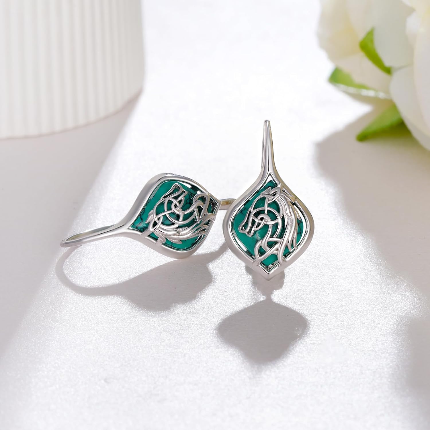 Horse Earrings 925 Sterling Silver Turquoise Horse LeverBack Earrings Turquoise Jewelry Gifts for Women - Image 3