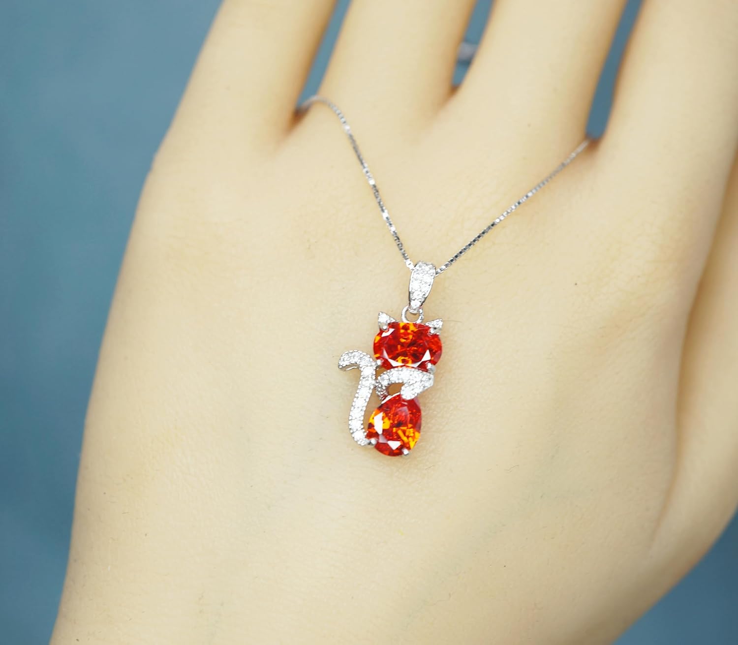 Cat Sunstone necklace, Diamond Kitty Cat Sun stone Pendant, Orange Gemstone Sterling Silver Pet lover gift Kitten Jewelry