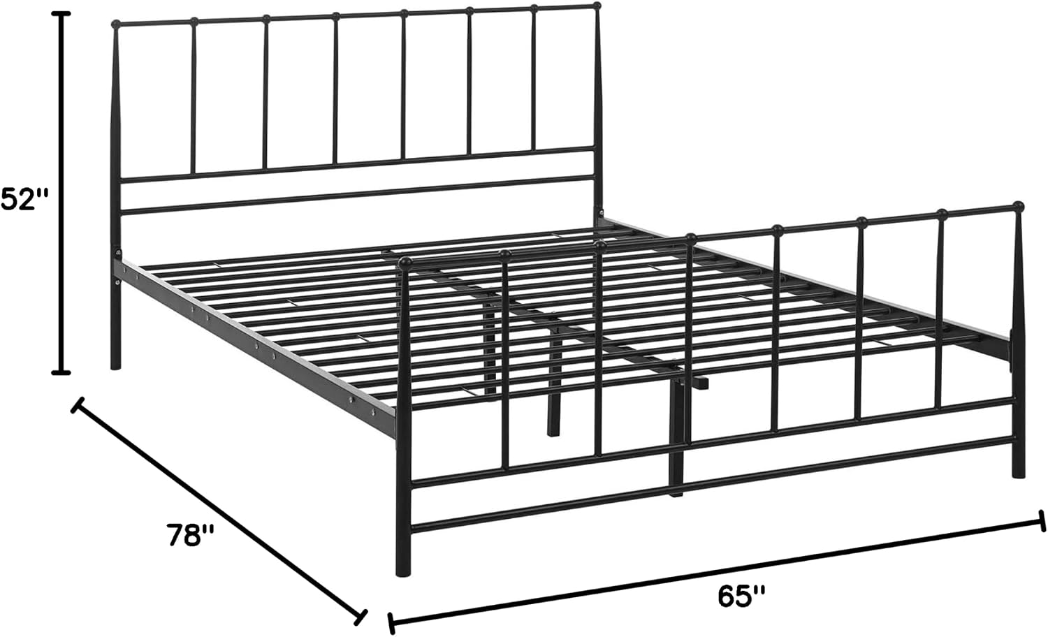 Ergode Estate Platform Bed | Serene & Sturdy Design | Coated Steel Frame | Non-Marking Foot Caps | Supports Memory Foam, Spring, Latex & Hybrid Mattresses | 1300 lbs Weight Capacity | Queen Size
