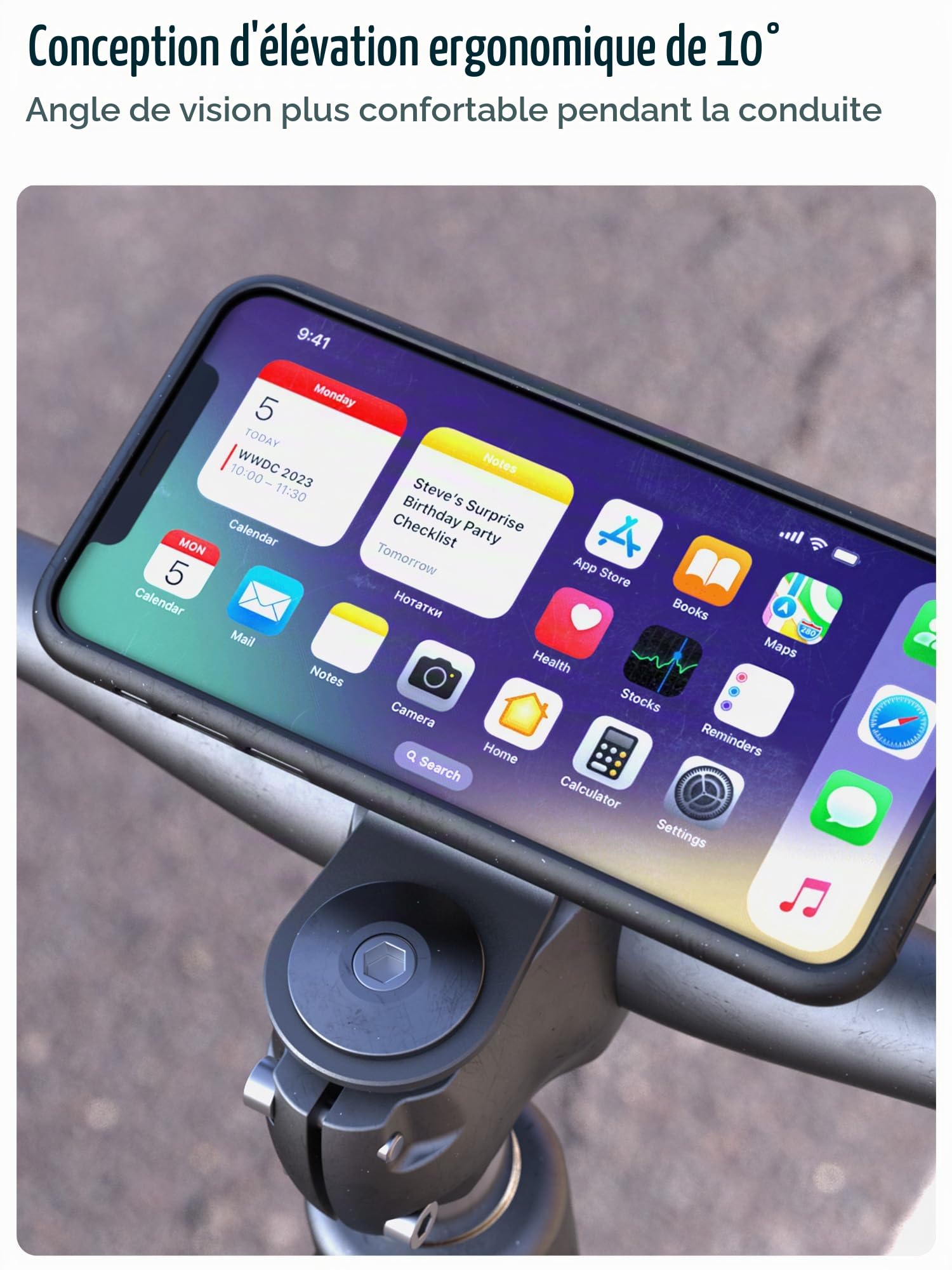 sincetop Support Telephone Velo, Porte Smartphone Vélo pour Guidon et Potence de vélo de Montagne, Fixation/Détachement Rapide pour VTT/Vélo de Route【Sér. C-1re gén.】