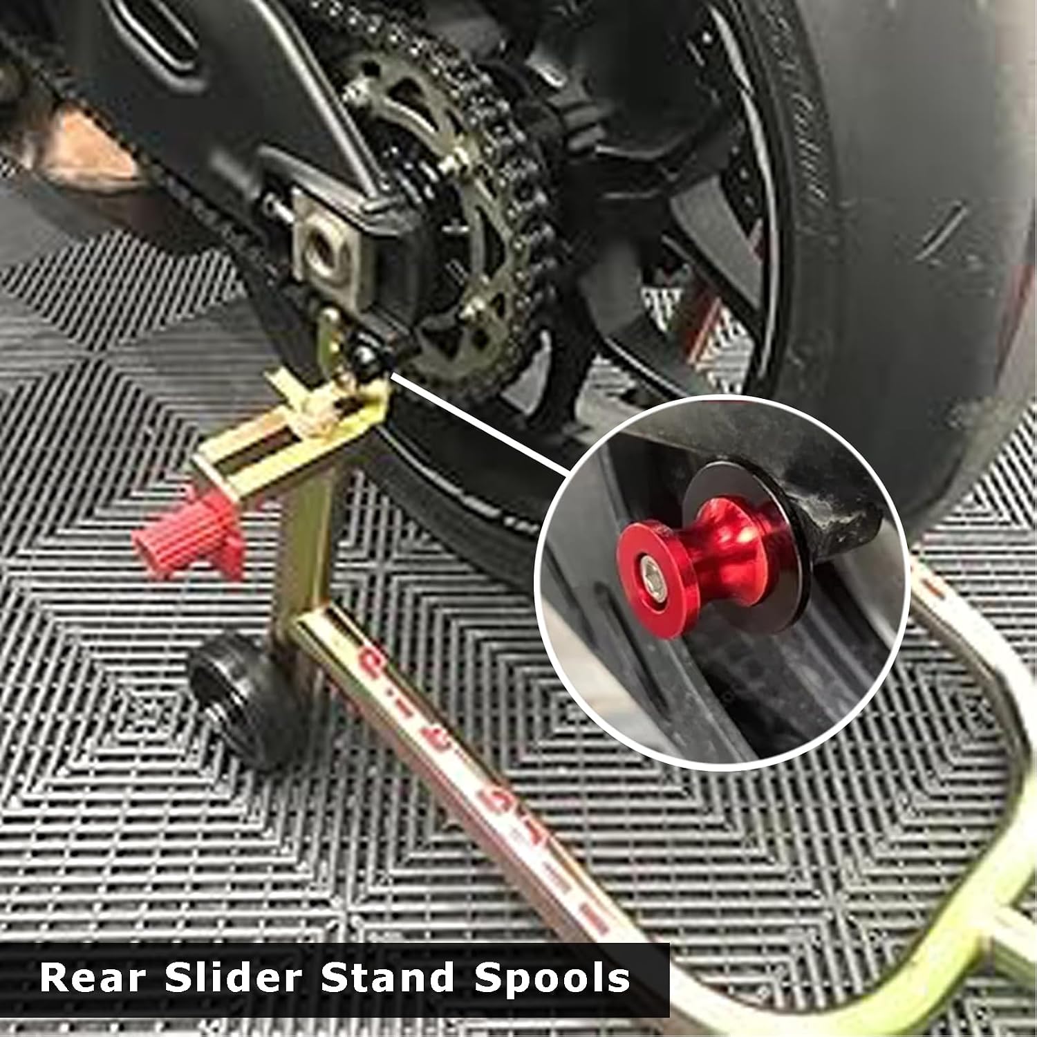 2pcs M6 6MM Swing arm Spools CNC Sliders Stand for YZF R1 YZF-R3 YZF R6 YZFR7 YZF-R125 YZF R25 R1000 (Red)