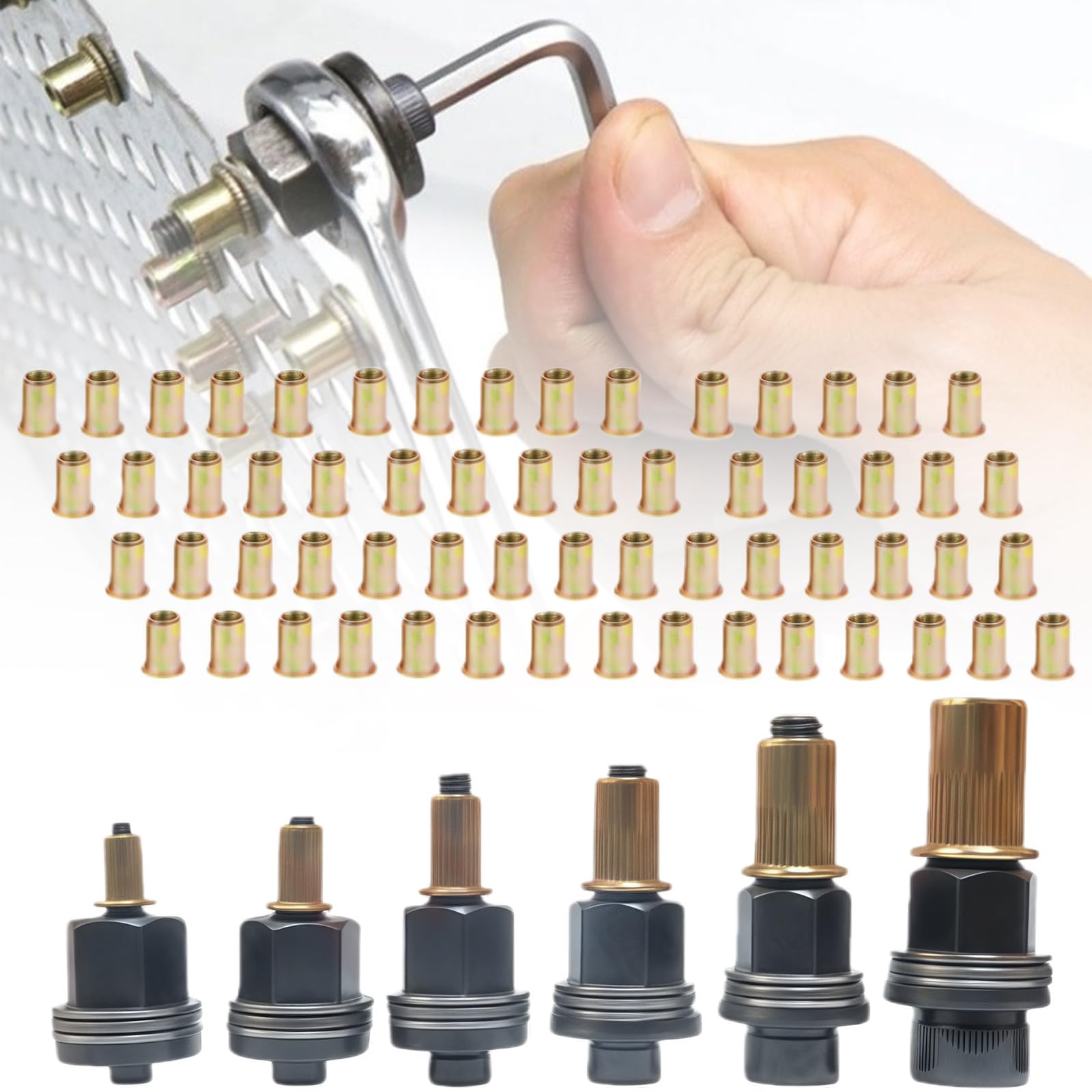 Zwwaazhf Multicolor Full Set 66Pcs Erosion Resistant Carbon Steel Rivet Nut 3Mm To 10Mm Upgrades For Construction Furniture Mechanical Use Carbon Steel Rivet Nut Set