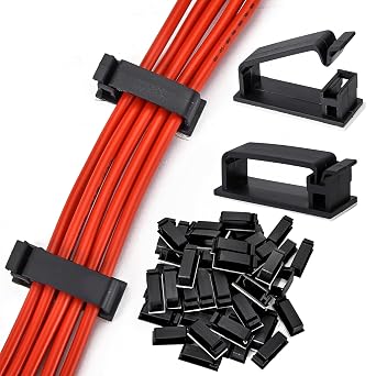 5Pcs Self Adhesive Cable Management Clips,Cable Organizers Wire Clips Cord Holder for PC Laptop Ethernet Cable Desktop Home Office2.1 x 0.75 x 0.28, Black