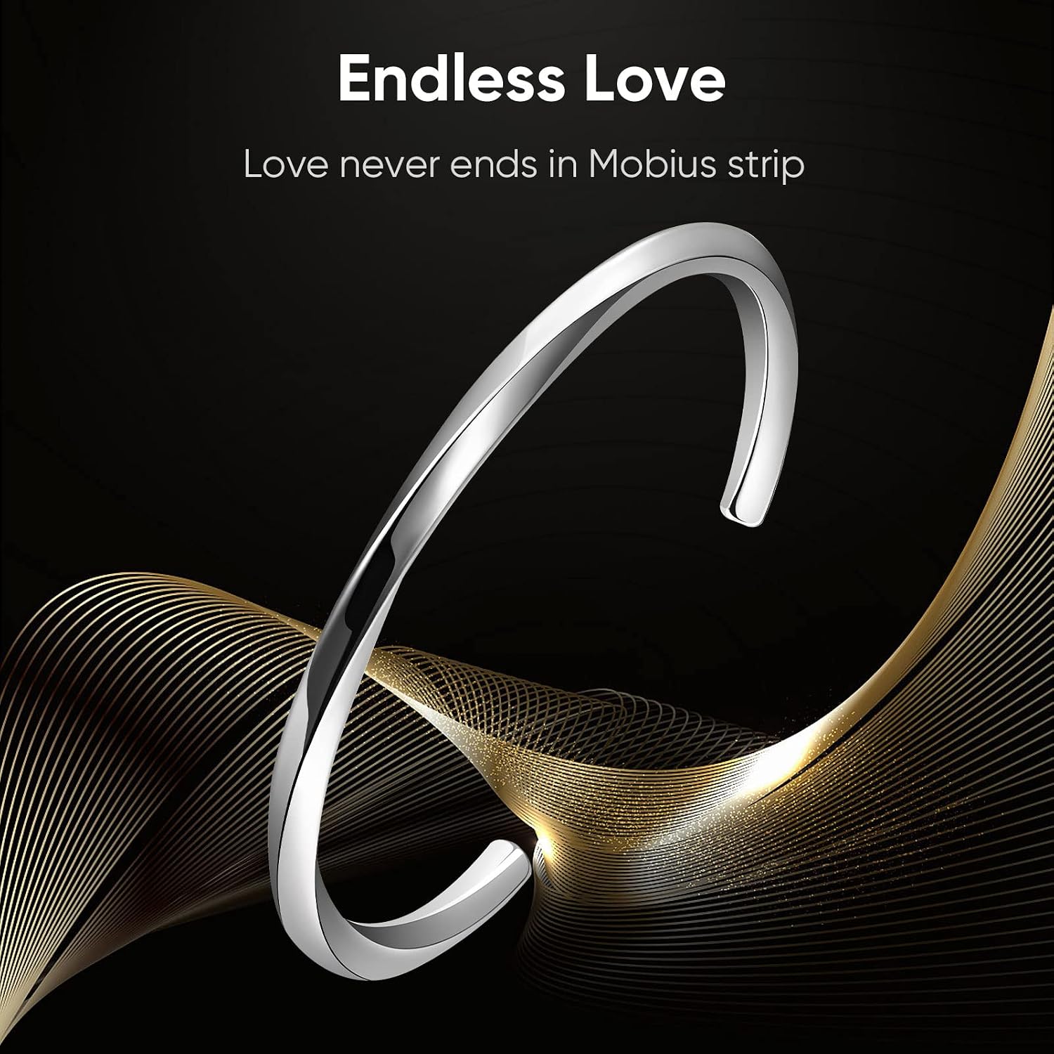 VNOX Bracelet for Men Women | Mens Stainless Steel Cuff Bracelet Bangle Twist Mobius Endless Love Bracelet | Christmas Birthday Gift for Men Women