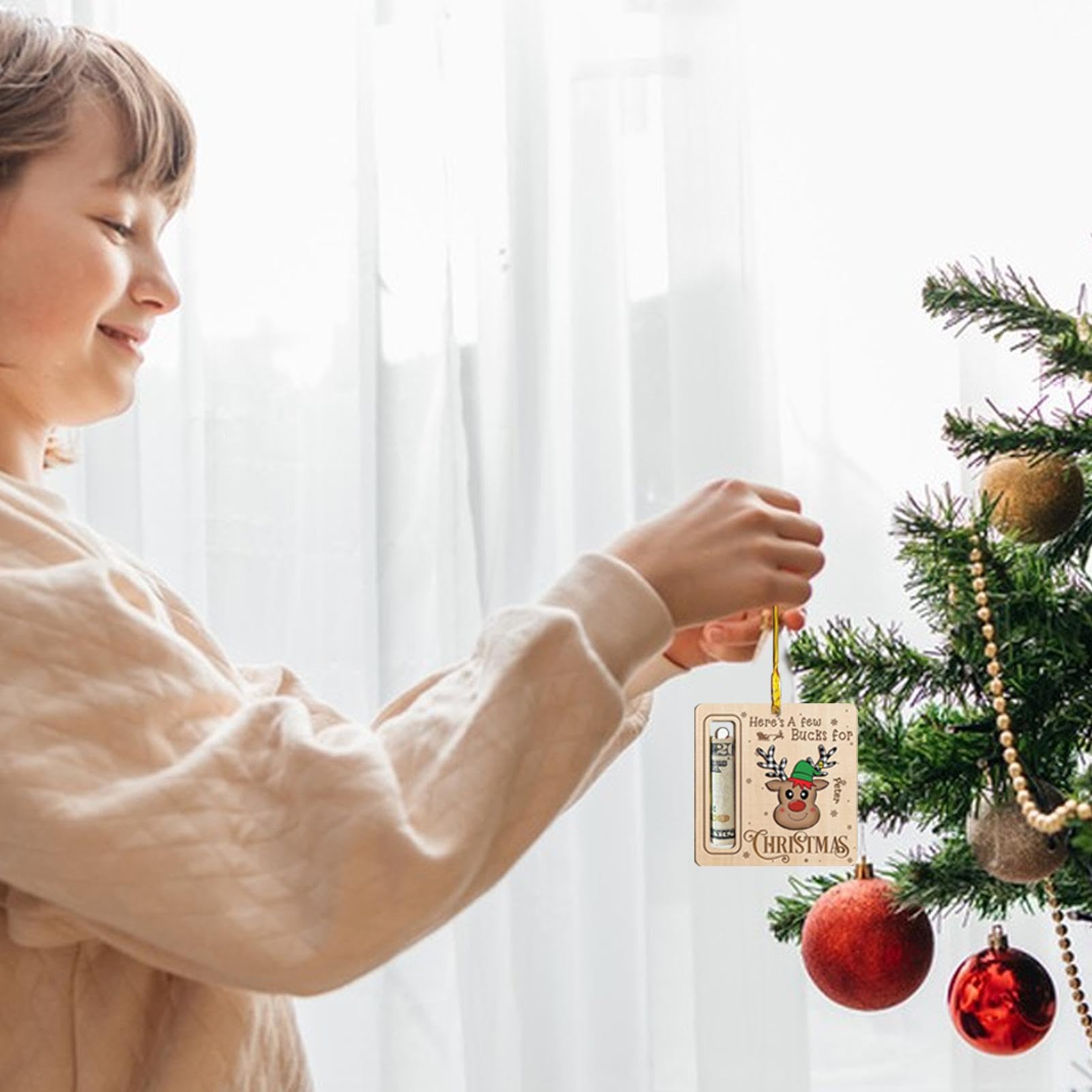 Portasoldi Natalizi A Forma Di Cervo - Decorazione Albero Di Natale In Legno | Per Contanti E Piccoli Regali