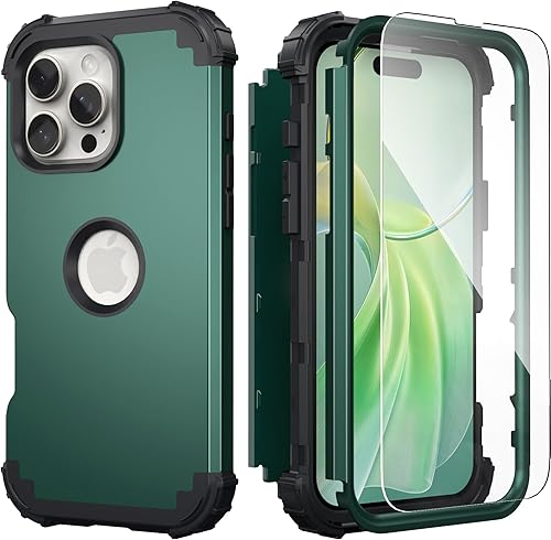 Miniatura 23 de IDweel Funda para iPhone 16 Pro Max con Protector de Pantalla para Mujeres, 3 en 1, a prueba de golpes, ajuste delgado, híbrida, resistente,