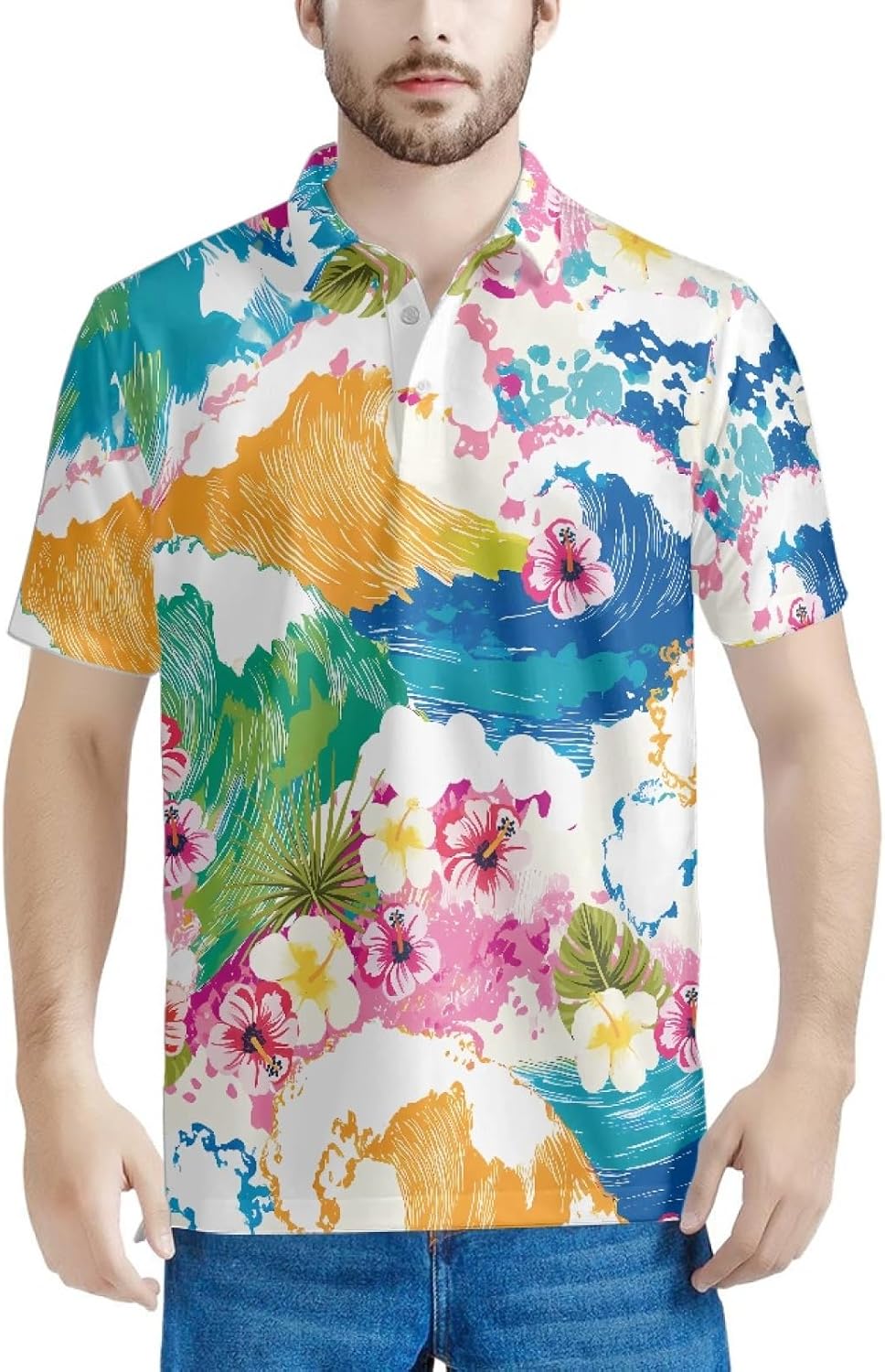 Amzbeauty Men's Polo Shirt Short Sleeve Business Casual Shirt