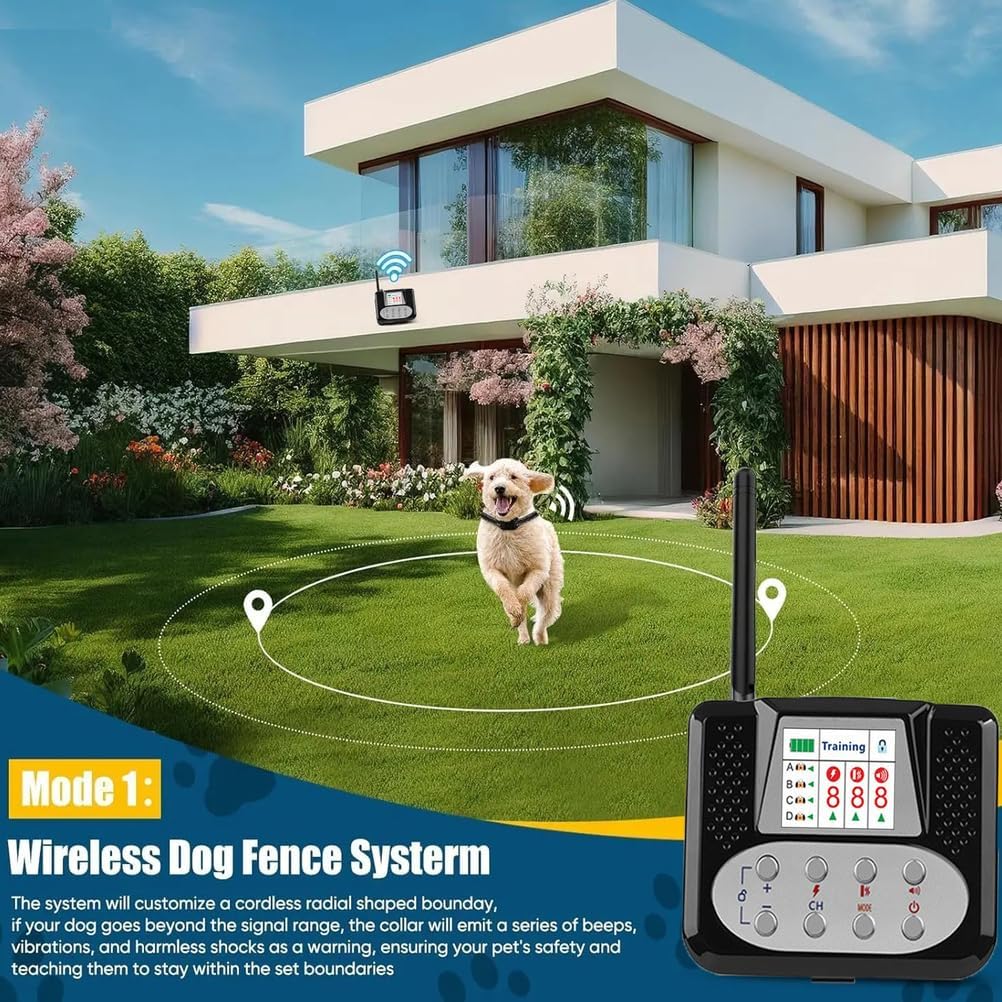 Wireless Dog Fence, 2026 Electric Fence for Dogs & Training Collar with Remote, Pet Boundary Containment System, Adjustable Range Sizes, Suitable for Outdoor Yard Indoor,for2dogs