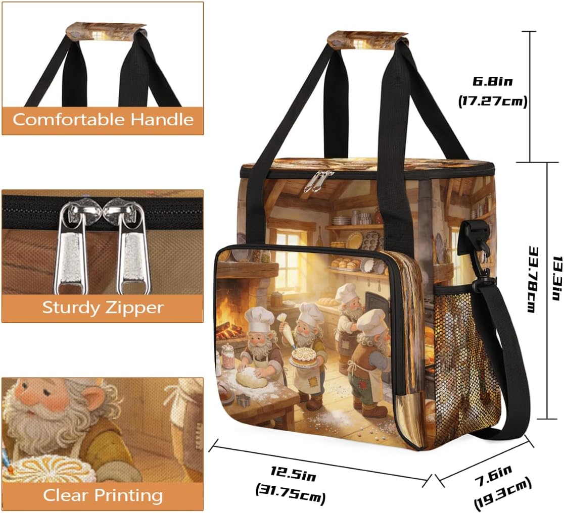 Gnome Fireplace Bakery Portable Coffee Maker Carrying Bag Compatible with Keurig K-Mini/K-Mini Plus - Travel Storage Tote with K-Cup Pod Pockets for Single Serve Coffee Brewer