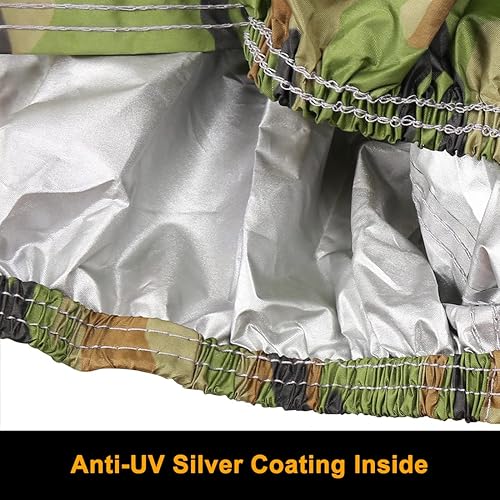 Miniatura 10 de X AUTOHAUX Protector impermeable para todo tipo de clima, cuatrimoto, cubierta de 4 ruedas, ajuste universal, camuflaje con revestimiento plateado