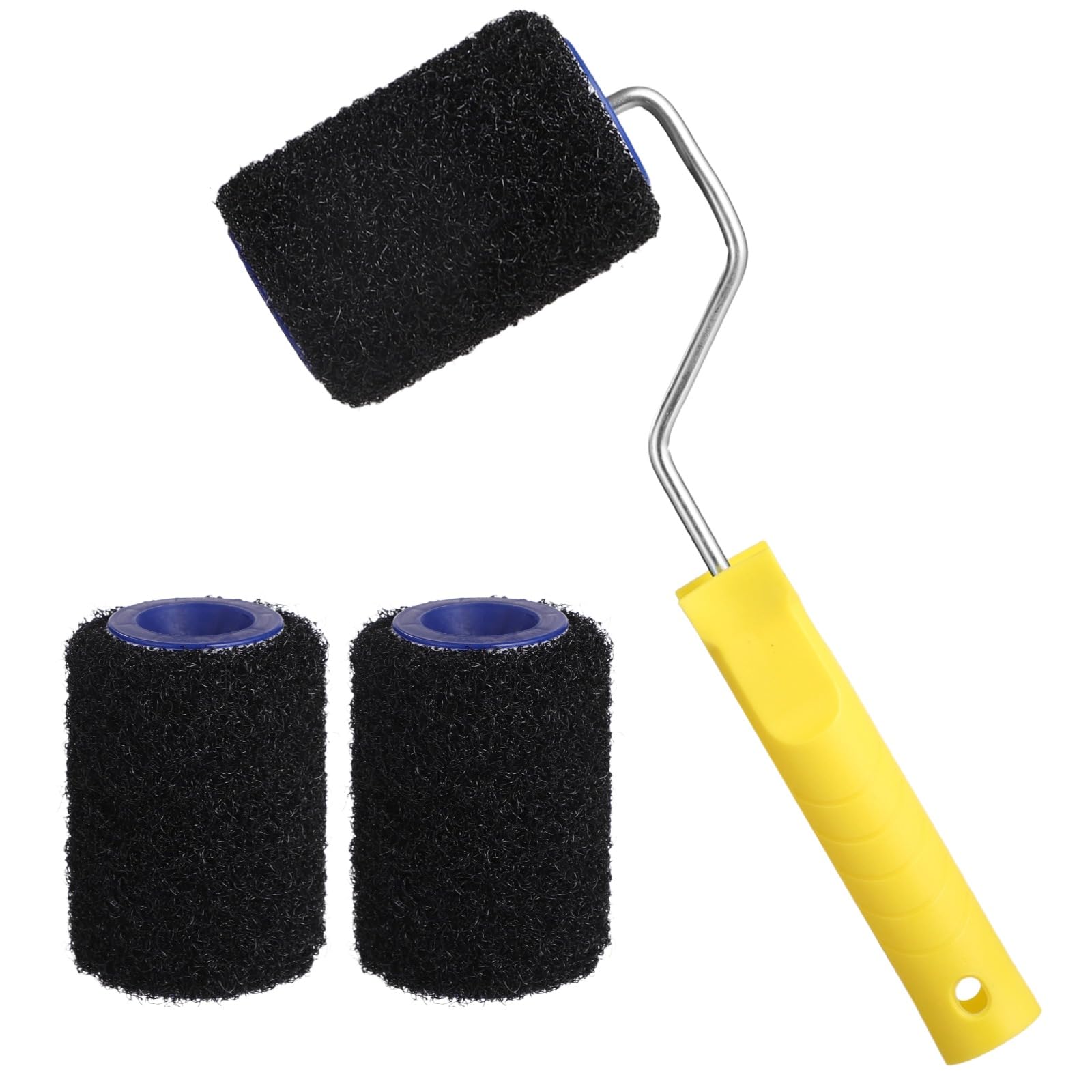4 Stk. Strukturroller-Set für Trockenbau, 4 Zoll Nylon-Borstenwalzen mit 1 Farbrollerrahmen für Spachtelmasse, Kieselgur, Strukturbeschichtung, Modellierpaste, Wand- und Deckenbearbeitung