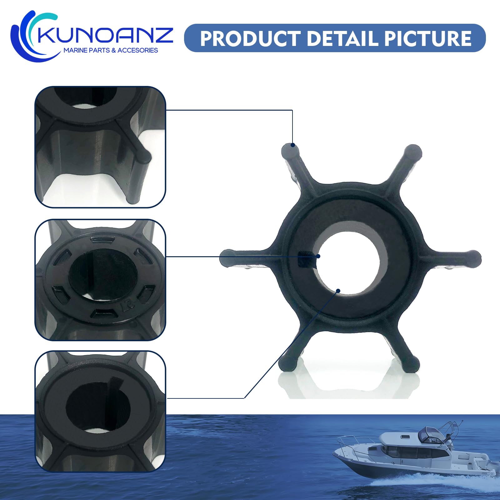 Water Pump Impeller For Yamaha/Mercury 40HP 2-Stroke Outboard (1991-1997) - Replaces 6F5-44352-00-00, 47-99971M