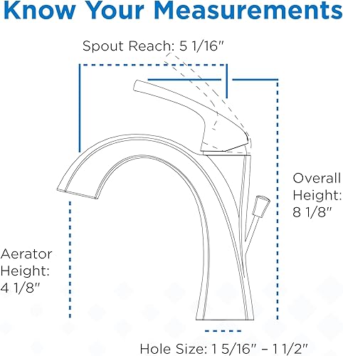 Miniatura 8 de Gerber Grifo de lavabo Vaughn de fontanería con drenaje emergente de metal